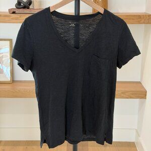 Madewell Whisper Cotton V-Neck Pocket Tee - Black - M